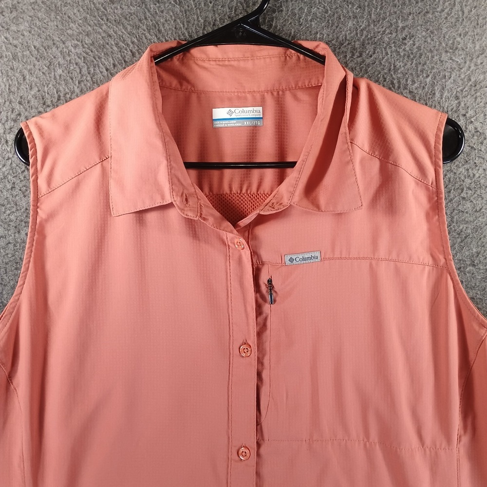 Columbia Kestrel Trail Lite Sleeveless Shirt Womens XXL 2XL Peach Pocket Vented - Picture 2 of 11